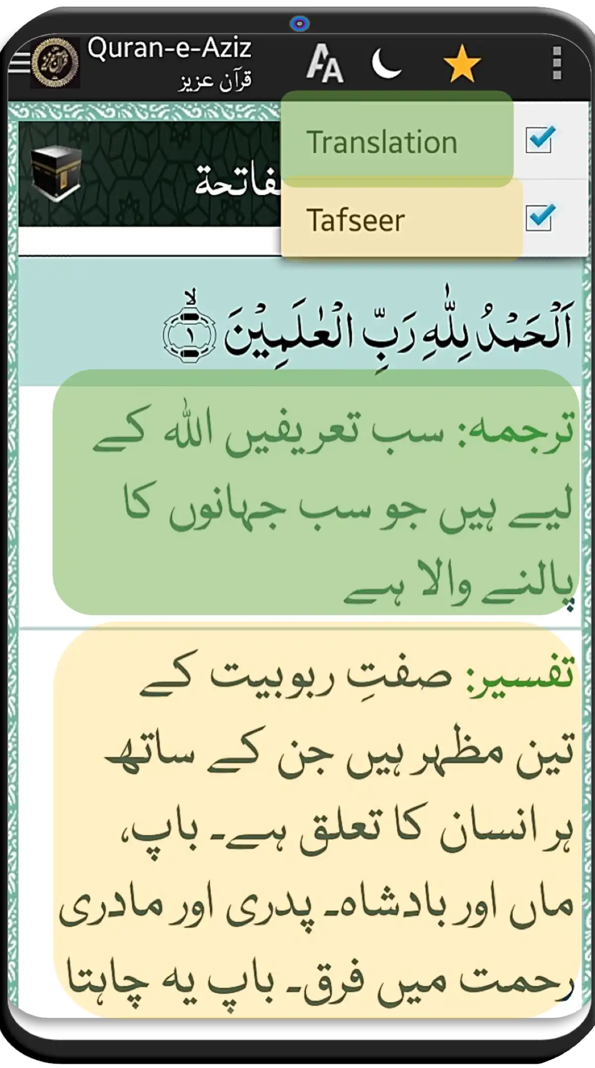 Tafseer and Translation Toggles